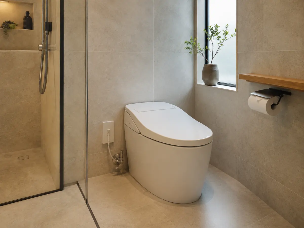 Installation de toilettes japonaises avec abattant lavant